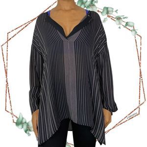 Vince Striped split neck silk blouse size 12